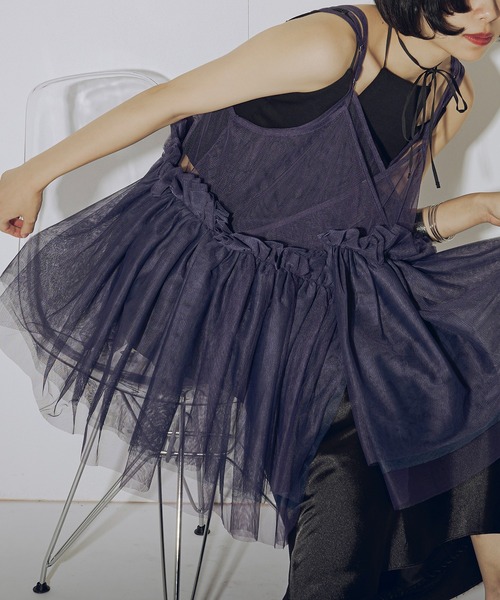Ezick キャミソール Volume tulleアシメキャミチュニック : ZOZOTOWN