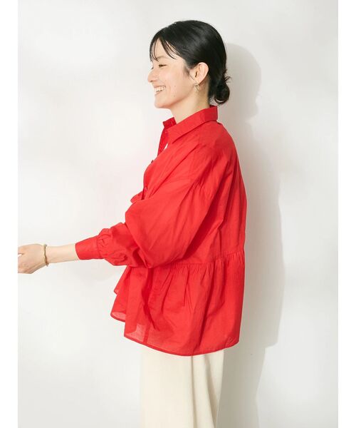 ブラウス シャツ ソフトペプラムブラウス レディース 大きいサイズ】ソフトペプラムブラウス（シャツ/ブラウス