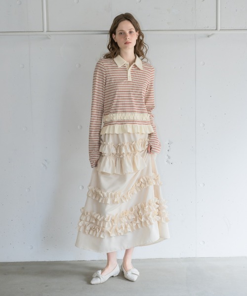 【idem】whip frill volume skirt フリルスカート whip frill volume skirt /ボリュームフリルスカート（スカート