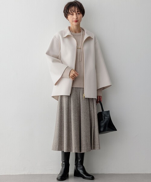 23区 パンツ シルクネップヘリンボーン ガウチョ レディース