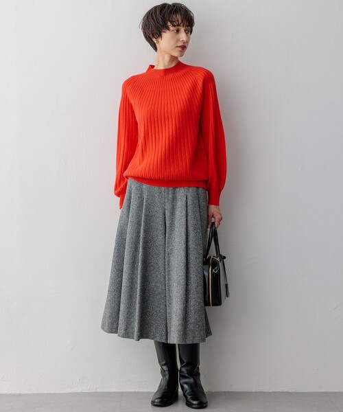 23区 ニジュウサンク ワイド ガウチョ パンツ シルクネップヘリンボーン 23区（ニジュウサンク） パンツ シルクネップヘリンボーン ガウチョ