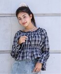 ブラウス シャツ チェックオフショルブラウス ...の詳細画像1