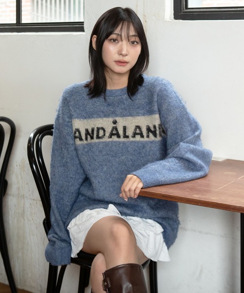 ニット セーター 「UNISEX」ALAND／ロゴモヘアニットプルオーバー レディース メンズ ARCHIVER ニット セーター 「Bl」 「IZU」 ハンドステッチニット