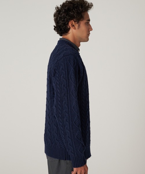90s Eddie bauer アランニット　ケーブル編みセーター　濃紺 90s Eddie bauer アランニット ケーブル編みセーター 濃紺