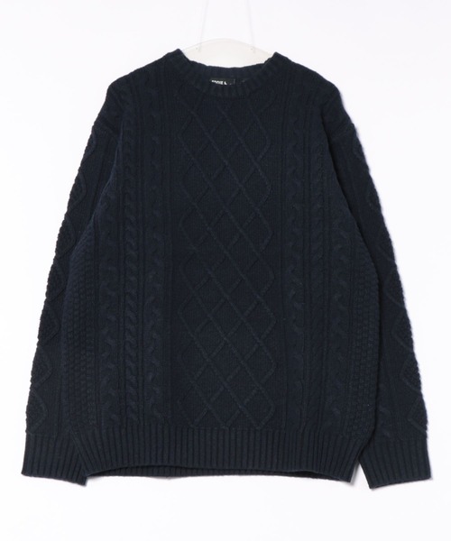 90s Eddie bauer アランニット　ケーブル編みセーター　濃紺 90s Eddie bauer アランニット ケーブル編みセーター 濃紺