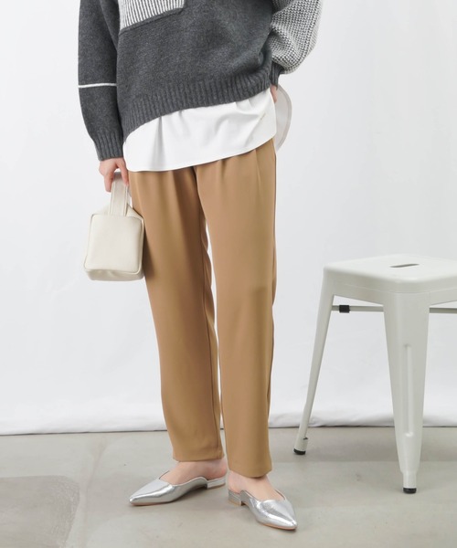 LC/LLL チェック起毛ストレッチテーパードパンツ LADY LUCK LUCA パンツ LC/LLL ストレッチテーパードパンツ