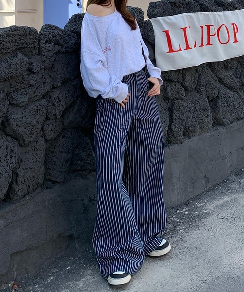 aimoha（アイモハ） ジーンズ デニム デニムパンツ ストライプワイド