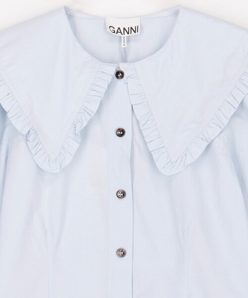 GANNI ブラウス　シャツ　白　パフスリーブ　ガニー 楽天市場】GANNI ガニー ブラウス Cotton Poplin Wrap Blouse