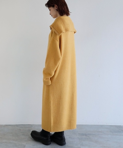 「andme」 ニットワンピース M グレイッシュベージュ レディース_画像2