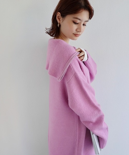 「andme」 ニットワンピース M グレイッシュベージュ レディース_画像7