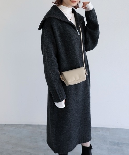 「andme」 ニットワンピース M グレイッシュベージュ レディース_画像8