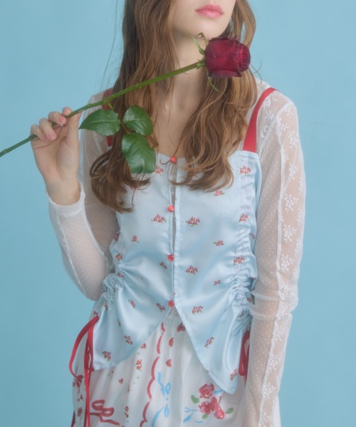 トップス mam MARcourt｜MidiUmi シアーストライプバックギャザーシャツ