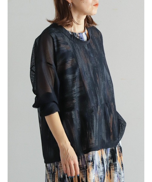 tシャツ ポリメッシュ　長袖ブラウス レディース