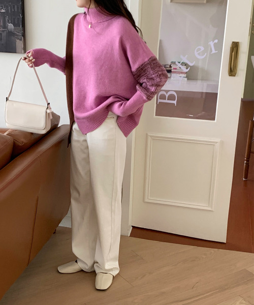 「emi+」 タートルネックニット FREE ネイビー レディース_画像9