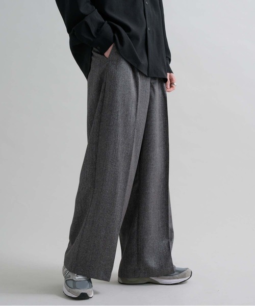 MONGDOL ワンタック ワイド スラックス SENSE OF PLACE by URBAN RESEARCH スラックス チェック