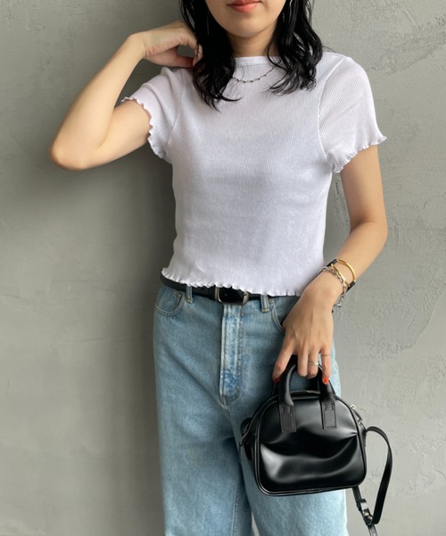 Hanes tシャツ 「HANES/ヘインズ」 クロップ リブTシャツ