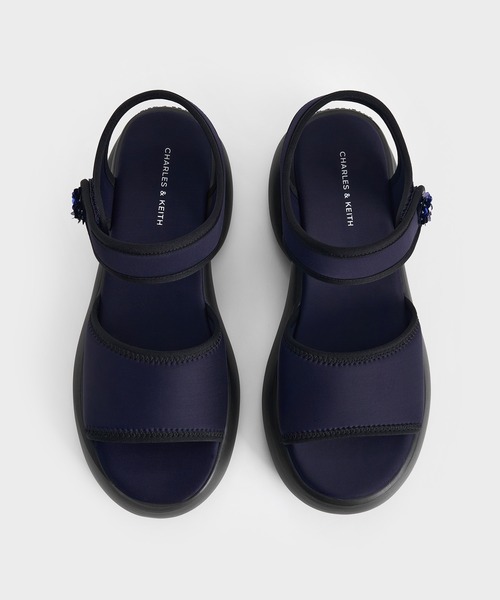 CHARLES ＆ KEITH サンダル フラワーバックル プラットフォーム