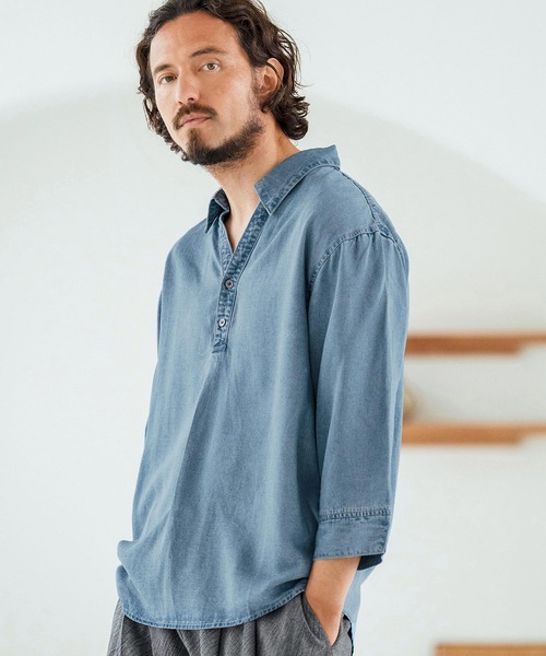 Magine シャツ ms6044-Rayon Denim Fabric Skipper ＆ pullover