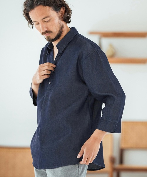 Magine シャツ ms6044-Rayon Denim Fabric Skipper ＆ pullover