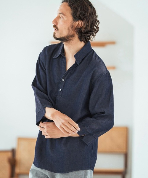 HERMES 半袖 スキッパー　XLサイズ 紺色 HERMES - エルメス シャツ ショートスリーブ スキッパー