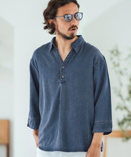 らむページ Magine シャツ ms6044-Rayon Denim Fabric Skipper ＆ pullover