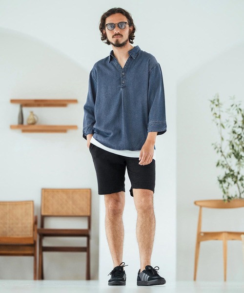 Magine シャツ ms6044-Rayon Denim Fabric Skipper ＆ pullover
