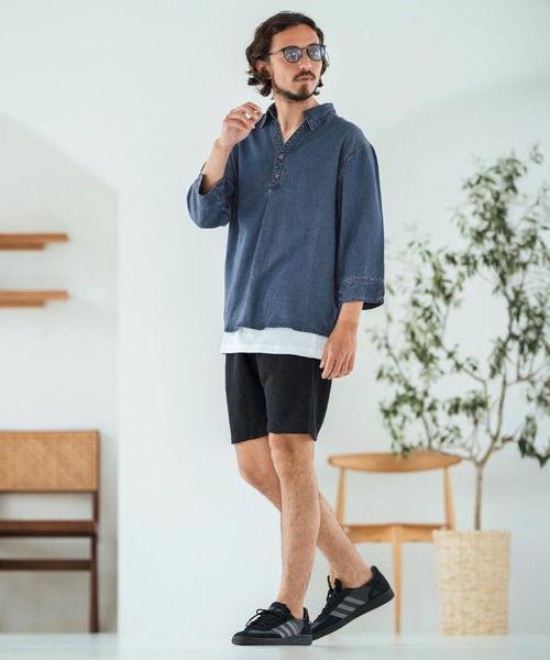 Magine シャツ ms6044-Rayon Denim Fabric Skipper ＆ pullover