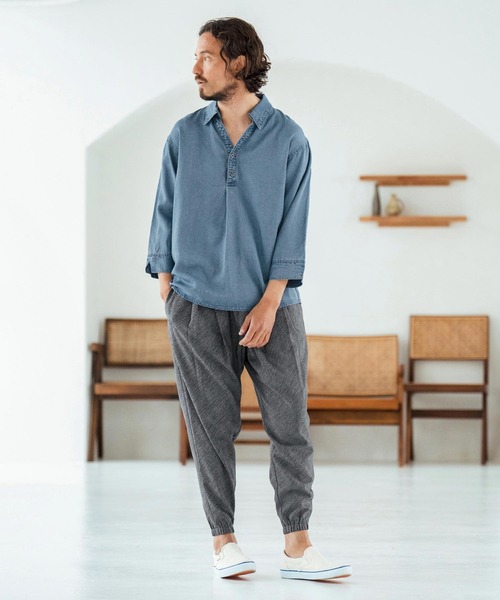 Magine シャツ ms6044-Rayon Denim Fabric Skipper ＆ pullover