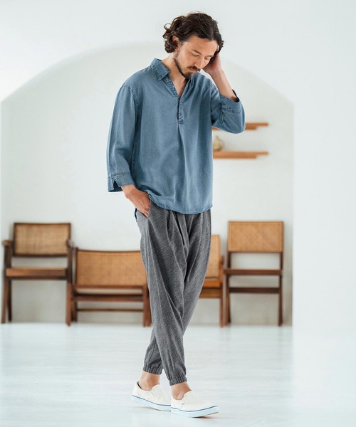 らむページ Magine シャツ ms6044-Rayon Denim Fabric Skipper ＆ pullover