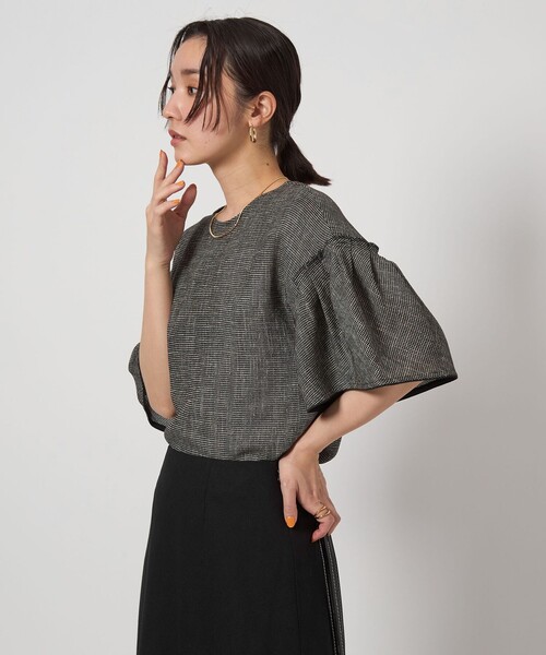 ブラウス シャツ カラミ ギャザー スリーブ ブラウス レディース UNITED ARROWS green label relaxing｜カラミ ギャザー スリーブ