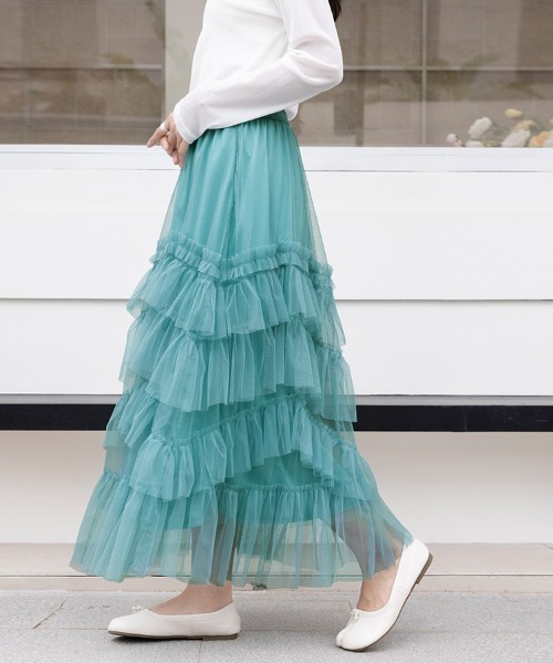 スカート ティアードチュールロングスカート : ZOZOTOWN Yahoo!店