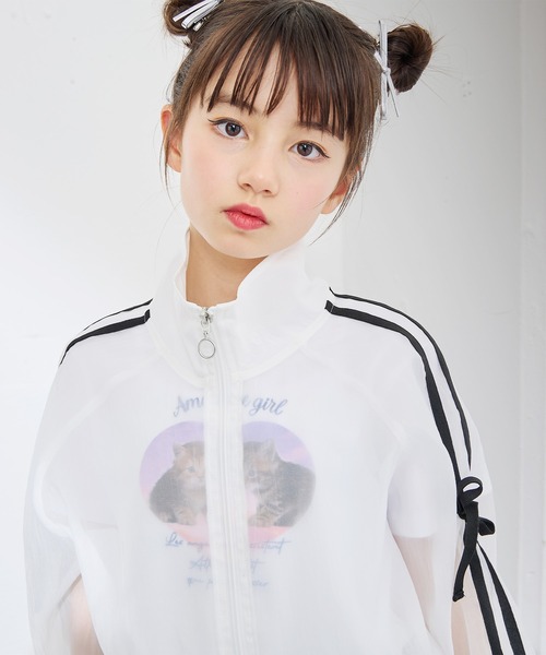 BISKEE ブルゾン アウター サイドライン×リボン シアーブルゾン キッズ