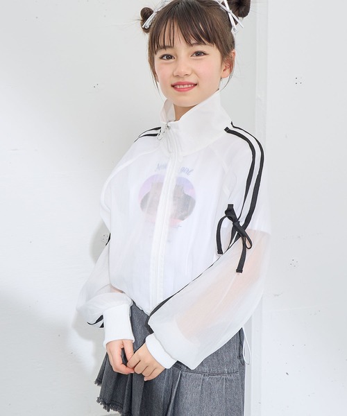 BISKEE ブルゾン アウター サイドライン×リボン シアーブルゾン キッズ
