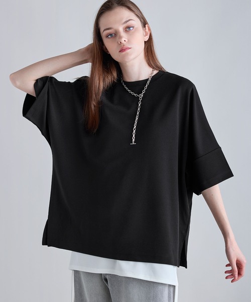 CRYINGCENTER クライングセンター Tシャツ ショート丈 レディース ショート丈 ラウンドネック 黒 半袖 ロゴTシャツ トップス プリントTシャツ レディース CryingCenter/クライングセンター】Tシャツ ショート丈