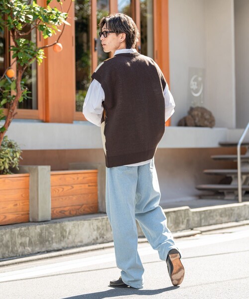 「U.S. POLO ASSN.」 半袖ニット LARGE ブルー メンズ