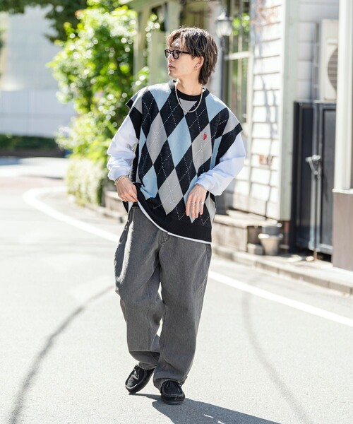 「U.S. POLO ASSN.」 半袖ニット LARGE ブルー メンズ