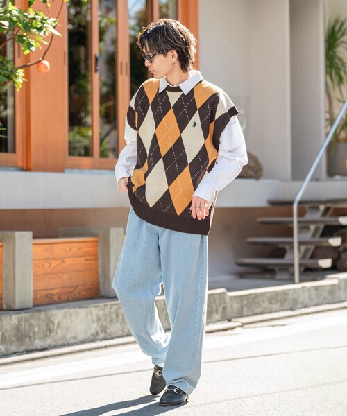 「U.S. POLO ASSN.」 半袖ニット LARGE ブルー メンズ