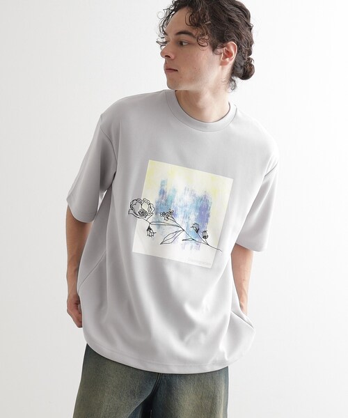 tk.TAKEO KIKUCHI tシャツ フラワー刺繍アブストカットソー