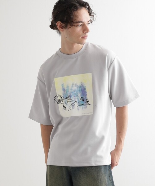 メンズ Tシャツ 刺しゅう 花 フラワー クルーネック 大きめa1201 wim801-01.jpg