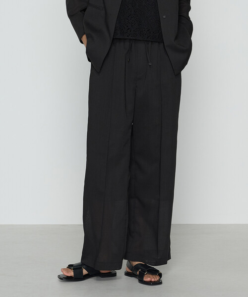 スラックス パンツ 「セットアップ対応」シアーボイルストライプ パンツ レディース