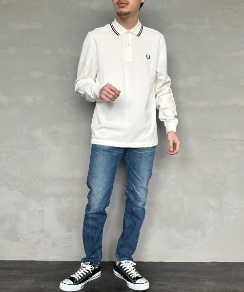 [FRED PERRY] рубашка-поло с длинным рукавом M черный женский 