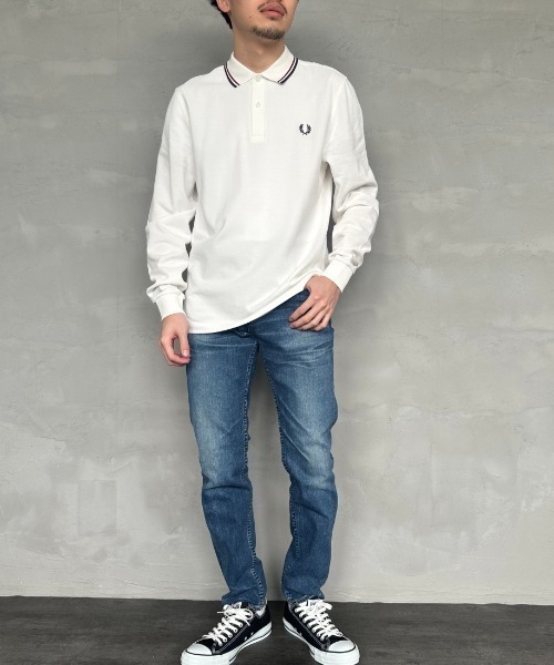 [FRED PERRY] рубашка-поло с длинным рукавом M черный женский 