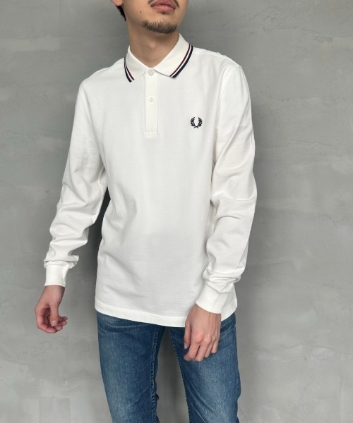 [FRED PERRY] рубашка-поло с длинным рукавом M черный женский 