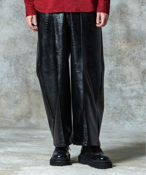 glamb（グラム） ワイドパンツ スラックス Synth Leather Baggy Slacks