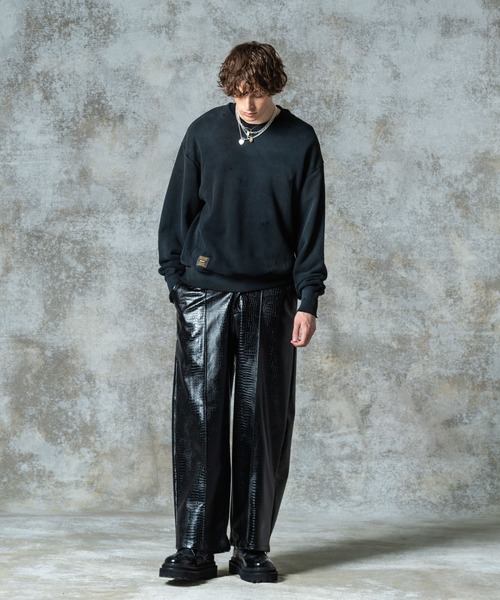 glamb（グラム） ワイドパンツ スラックス Synth Leather Baggy Slacks