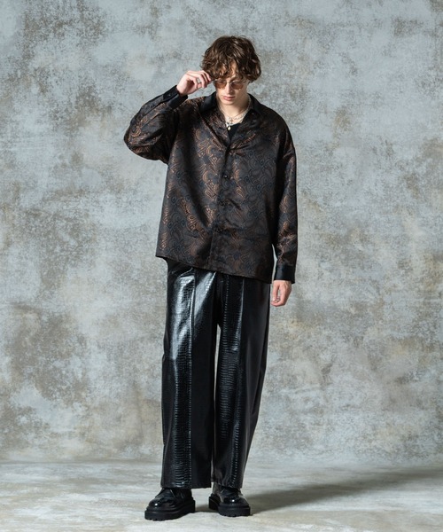 glamb（グラム） ワイドパンツ スラックス Synth Leather Baggy Slacks