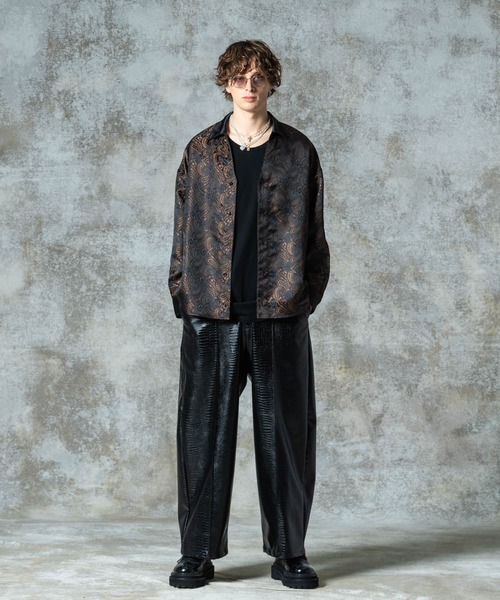 glamb（グラム） ワイドパンツ スラックス Synth Leather Baggy Slacks