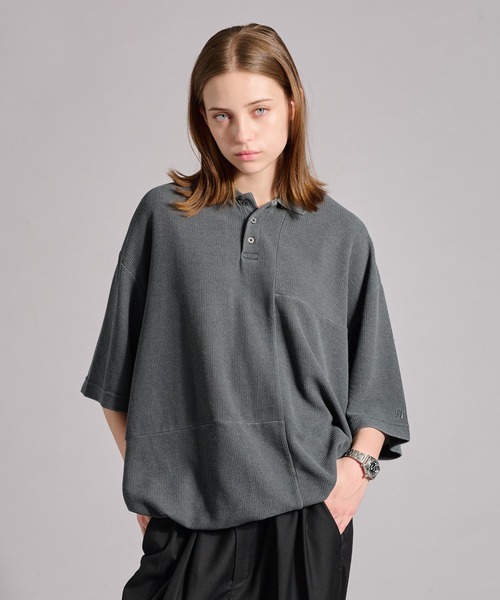 WETTEMPT ポロシャツ SWITCHING PIGMENT WAFFLE POLO / 切り替え