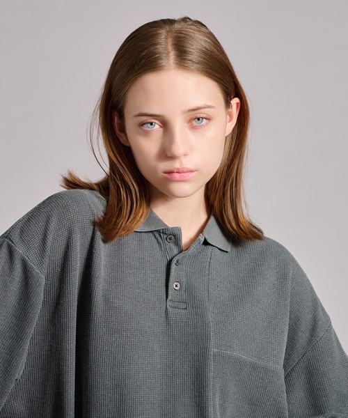 WETTEMPT ポロシャツ SWITCHING PIGMENT WAFFLE POLO / 切り替え WETTEMPT ポロシャツ SWITCHING PIGMENT WAFFLE POLO / 切り替え