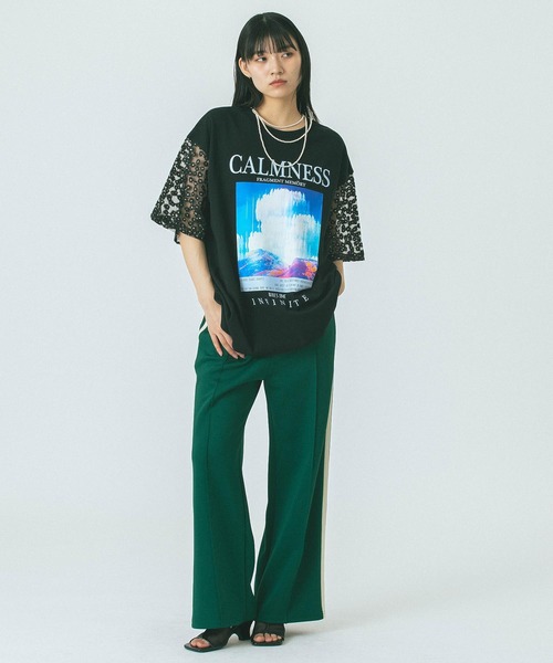 tシャツ (OKIRAKU×ROSEBUD)GRAPHIC BIG TEE レディース OKIRAKU tシャツ (OKIRAKU×ROSEBUD)DAISY SLEEVE GRAPHIC TEE